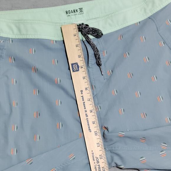 Roark Swim Trunks Board Shorts Mens 36 Savage Series 9" Blue Green Geometric - Picture 13 of 14